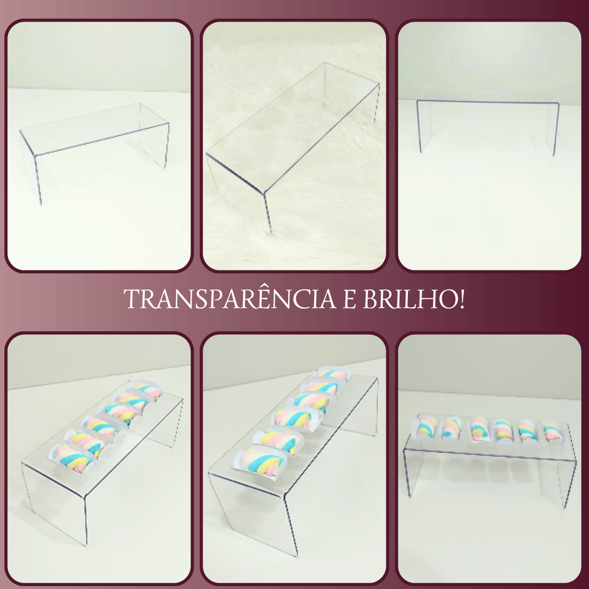 Kit 3 Plataforma de Doces Torta Expositora Decoração Vitrines nichos estantes Elevação U