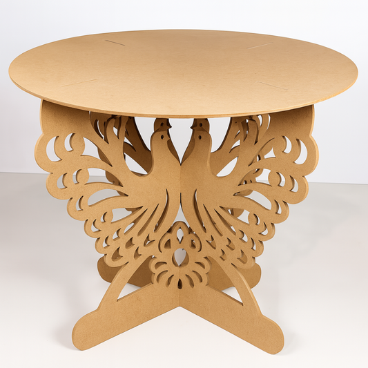 Mesa Festa Temática MDF Cru 9mm Pombos Amor Baby Born
